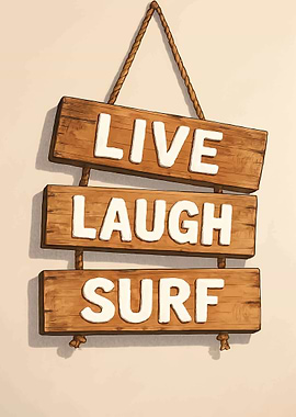 Live Laugh Surf Wooden Sign