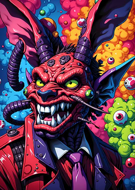 Cartoon Devil in Suit with Eyeballs