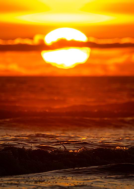 Fiery Sunset Over the Ocean