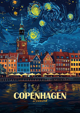 Copenhagen, Denmark, Starry Night Style