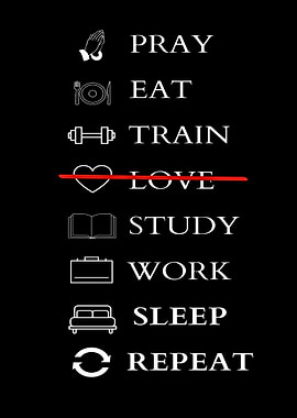 Daily Routine List with Love Crossed Out