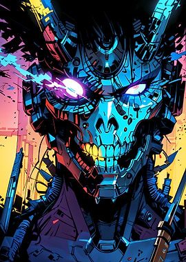 Cyberpunk Skull Robot Portrait