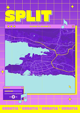 Split, Croatia Map Art