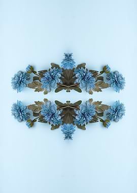 Floral Symmetry on Light Blue Background