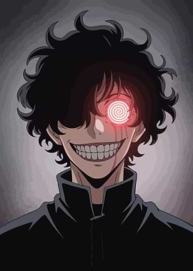 Creepy Anime Character with Spiral Eye