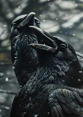 Two Ravens in Winter