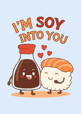 Cute Sushi and Soy Sauce Love
