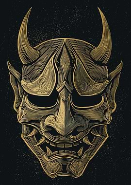 Detailed Oni Mask Illustration
