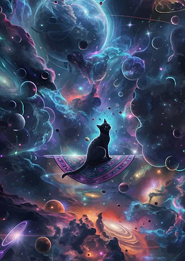 Cosmic Cat on Magic Carpet