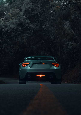 Car on Road with Forest Background