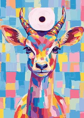Colorful Antelope with Toilet Paper Roll