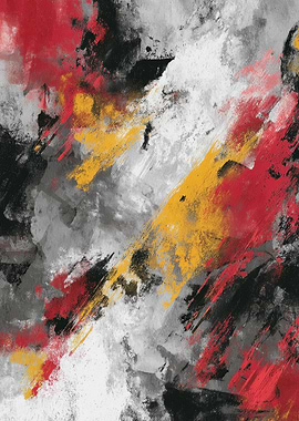 Abstract Red, Yellow, and Black Painting