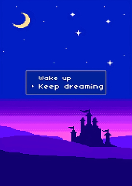 Pixel Art Castle Night Sky