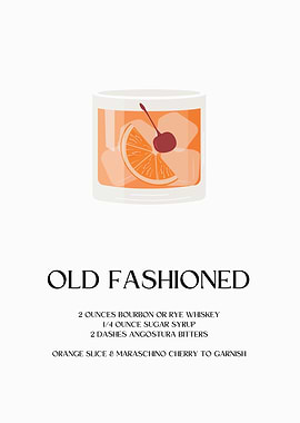 Old Fashioned Cocktail Recipe Illustration