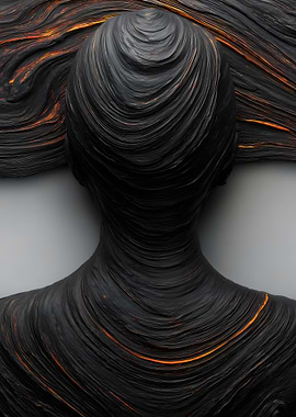Abstract Figure Sculpture with Flowing Texture