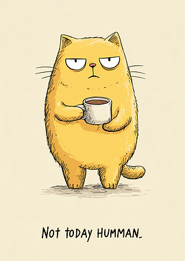 Grumpy Cat with Coffee