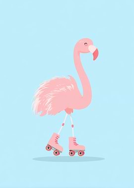 Flamingo on Roller Skates