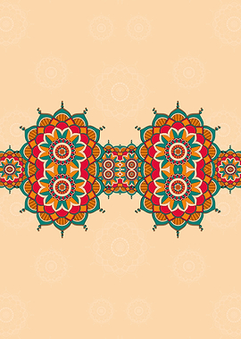 Colorful Mandala Pattern on Beige Background