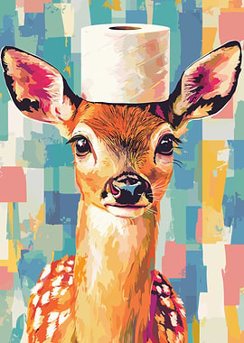 Deer with Toilet Paper Hat