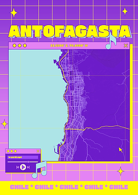 Antofagasta Chile Map Art