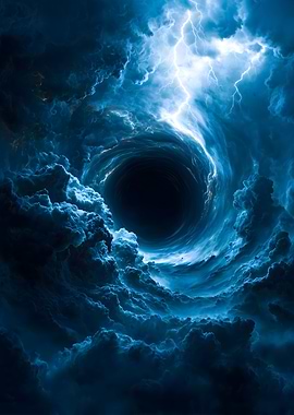 Stormy Sky with Lightning and Vortex