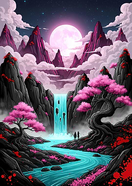 Fantasy Landscape Waterfall