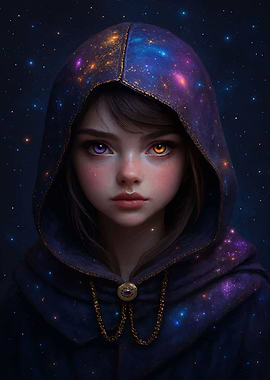 Girl with Galaxy Hood and Heterochromia