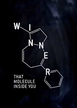 Winner Molecule Art on Black Background