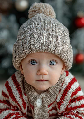 Baby in Winter Hat Portrait