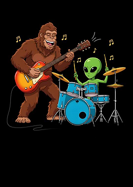 Bigfoot and Alien Rock Band