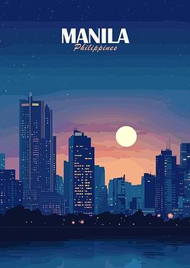 Manila Philippines Cityscape at Night