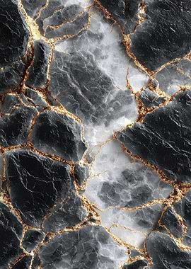 Black and White Marble with Gold Veins