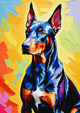 Colourful Doberman Portrait