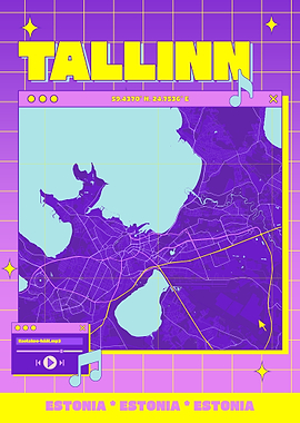 Tallinn Estonia Retro Map Art