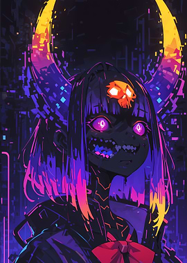Cyberpunk Demon Girl Portrait