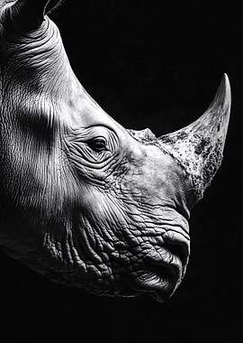 Monochrome Rhino Portrait