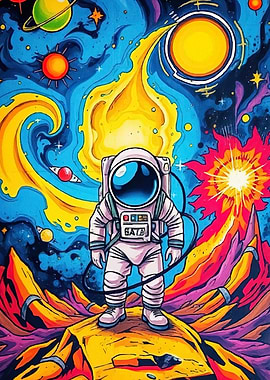 Astronaut in Space Colorful