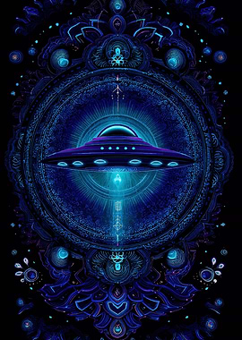 UFO Mandala in Blue and Purple
