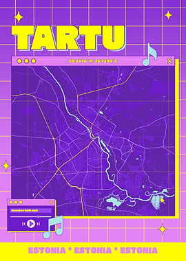 Tartu, Estonia Map Art