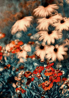Floral Abstract: Daisies and Helenium