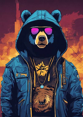Cool Bear with Hoodie and Sunglasses