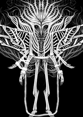 Faerie - Skeletal Figure in Black and White