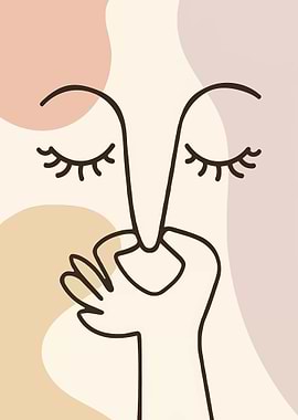 Abstract Face Line Art