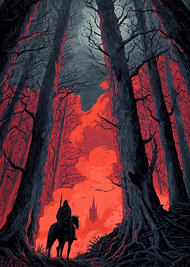 Dark Rider in Red Forest
