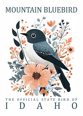 Mountain Bluebird Idaho State Bird Art