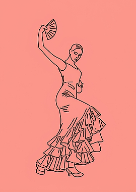 Flamenco Dancer Minimalist Line Art