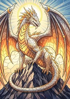 Golden Dragon on Mountain Peak