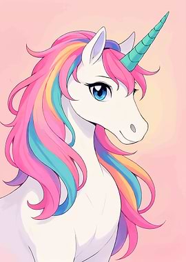 Rainbow Mane Unicorn Cartoon