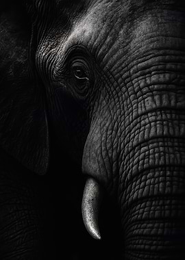 Elephant Portrait in Black and White