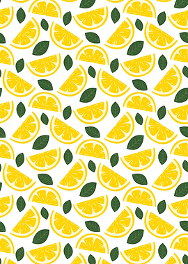 Lemon slices and leaves pattern